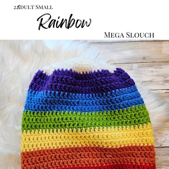 Mega Slouch Hat from Cotton N Kandi on Etsy- 22" Rainbow Slouchy - Picture 2 of 2